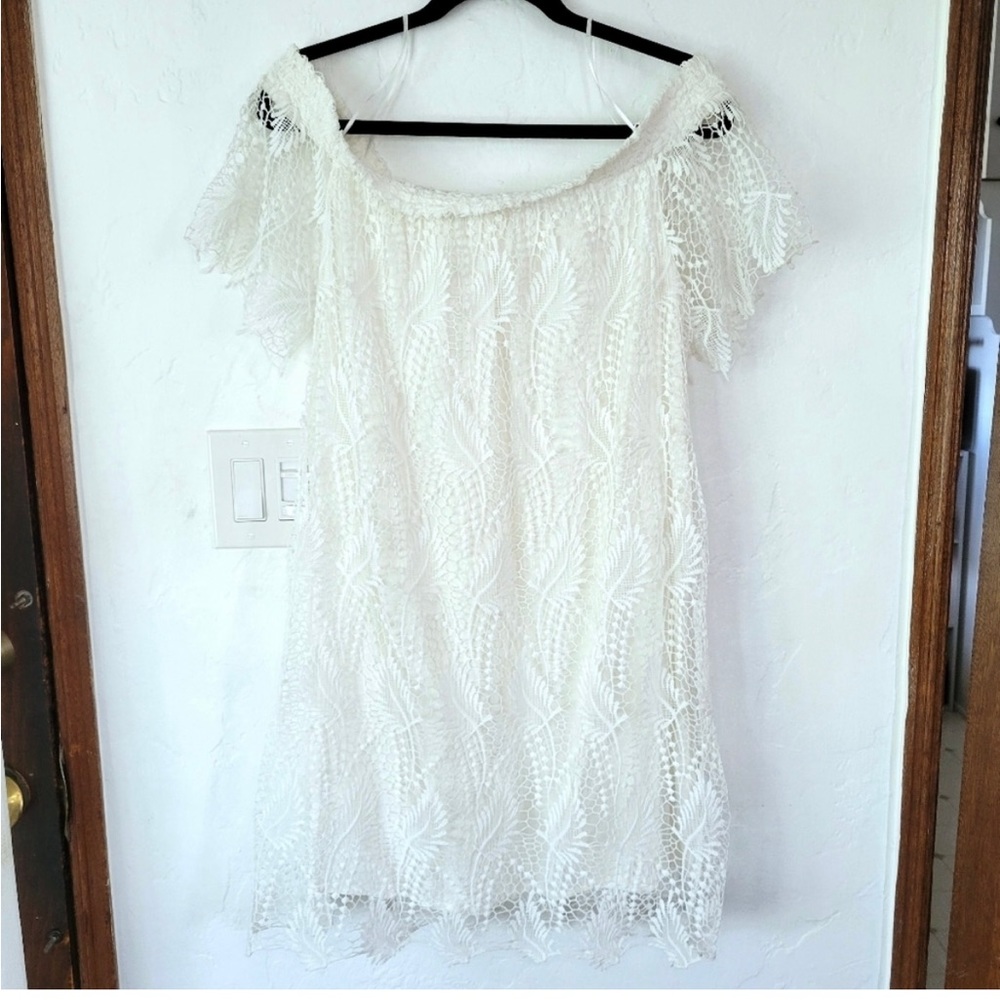 ASTR The Label White Lace Off The Shoulder Dress Sz XL